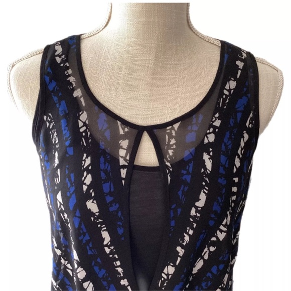 KENNETH COLE NY XS Black Semi-Sheer 2 Layers Fitted Blouse Classic Holiday - Picture 5 of 16